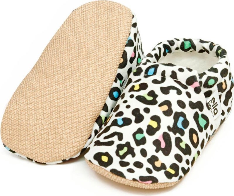 Ella Bonna Patterned Baby Booties, Non-Slip Sole, Home Nursery Shoes Slippers, Colorful Leopard - Image 3