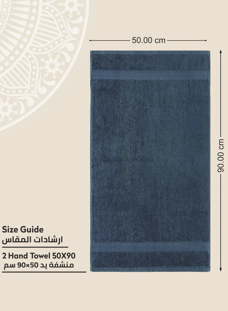 Donetella Premium 100 % Combed Cotton 2-Pcs Hand Towel Set  (50 X  90 CM) 600 GSM Super Soft Hand Towel, Highly Absorbent, Quick Dry,Best Towel for Bathroom, Spa And Hotel,Dark Blue