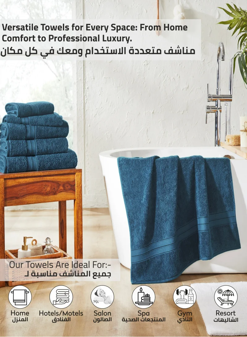 Donetella Premium 100 % Combed Cotton 2-Pcs Hand Towel Set  (50 X  90 CM) 600 GSM Super Soft Hand Towel, Highly Absorbent, Quick Dry,Best Towel for Bathroom, Spa And Hotel,Dark Blue