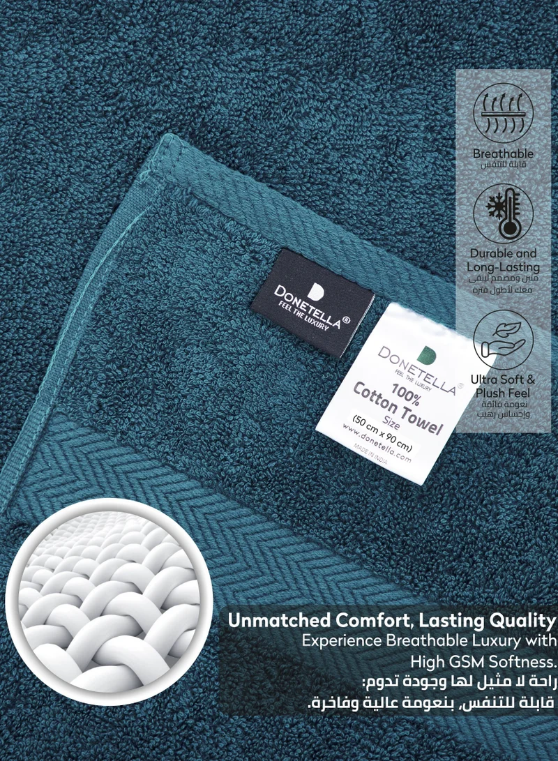 Donetella Premium 100 % Combed Cotton 2-Pcs Hand Towel Set  (50 X  90 CM) 600 GSM Super Soft Hand Towel, Highly Absorbent, Quick Dry,Best Towel for Bathroom, Spa And Hotel,Dark Blue