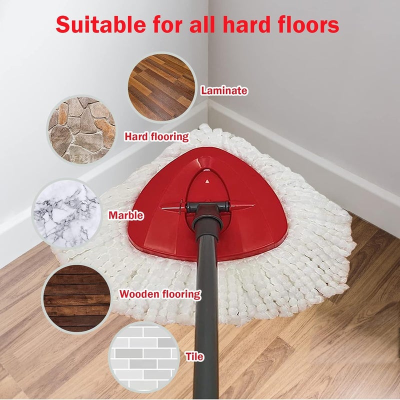 FOOKCIAN Mop Replacement Head - 4 Pack EasyWring Mop Refills Compatible with Triangle Spin Mop - Microfiber Mop Easy Cleaning Floor Head Mop for Floor Cleaning Includes 1 Rotating Mop Base - Image 3