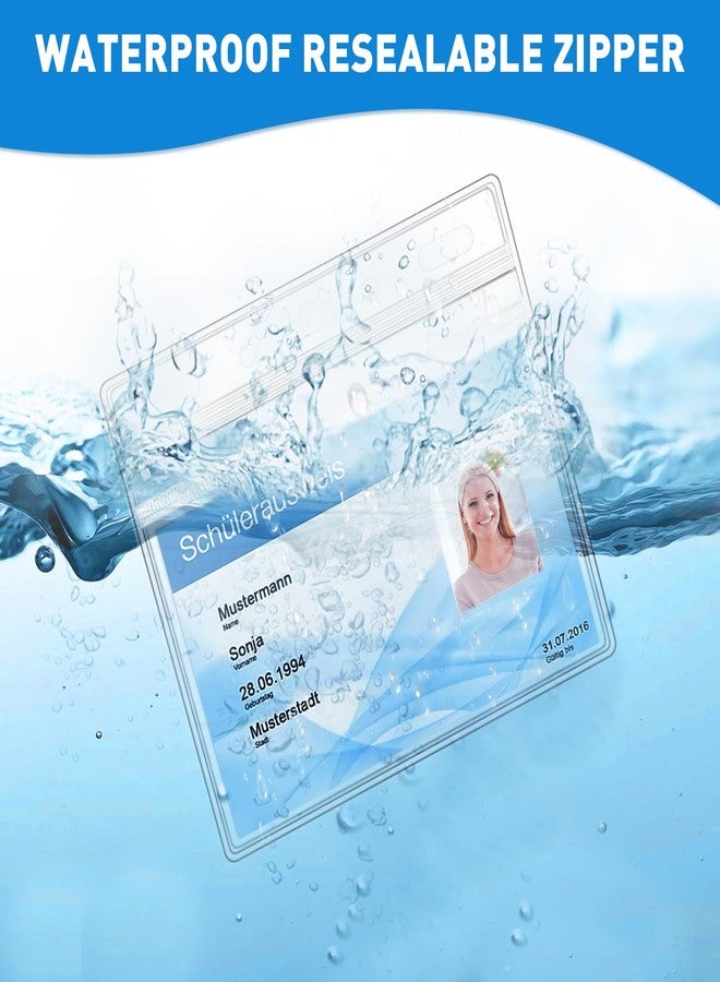 Mositear Horizontal ID Badge Holders with Soft Edge (Sealable Fits 4 x3 Inch Insert) (100 Pack), Waterproof ID Card Holder, Name Tag Holder, Name Badge Holders, Zipper Plastic Badge Holder - Image 2