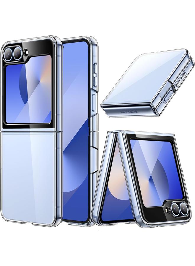 جي تيك حافظة لهاتف سامسونج جالكسي زد فليب 6 شفافة من الكريستال الصلب المقاوم للخدش والصدمات وغطاء واقٍ رفيع للهاتف شفاف - Image 1