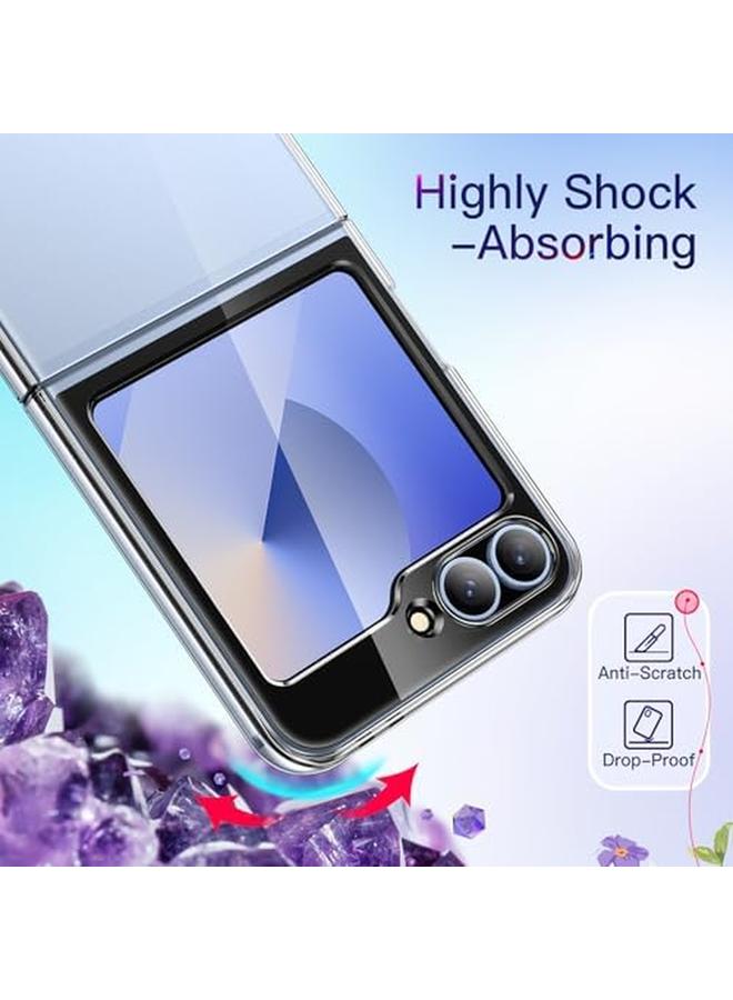 جي تيك حافظة لهاتف سامسونج جالكسي زد فليب 6 شفافة من الكريستال الصلب المقاوم للخدش والصدمات وغطاء واقٍ رفيع للهاتف شفاف - Image 5