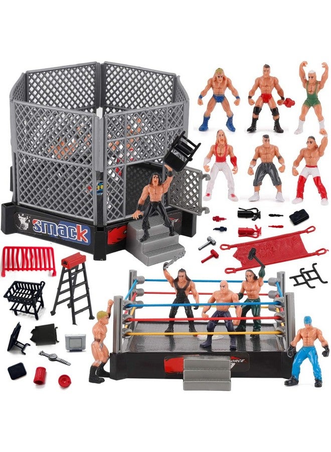 ToyVelt ToyVelt Ring Playset with 32-Piece 2" Wrestling Action Figures for Boys 8-12 Playset, Safe and Durable Toys, Comes with Wrestling Ring, Realistic Action Figures  - Image 1