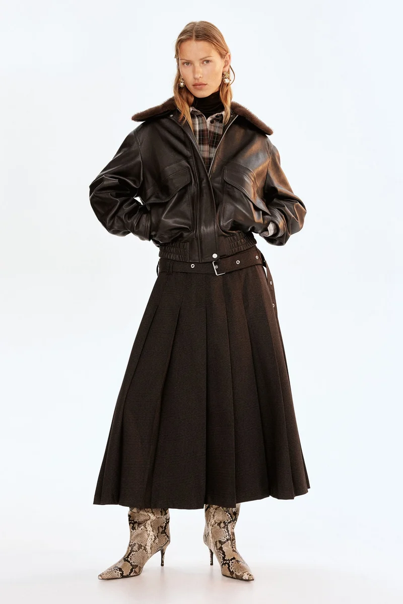 H&M Belted pleated skirt