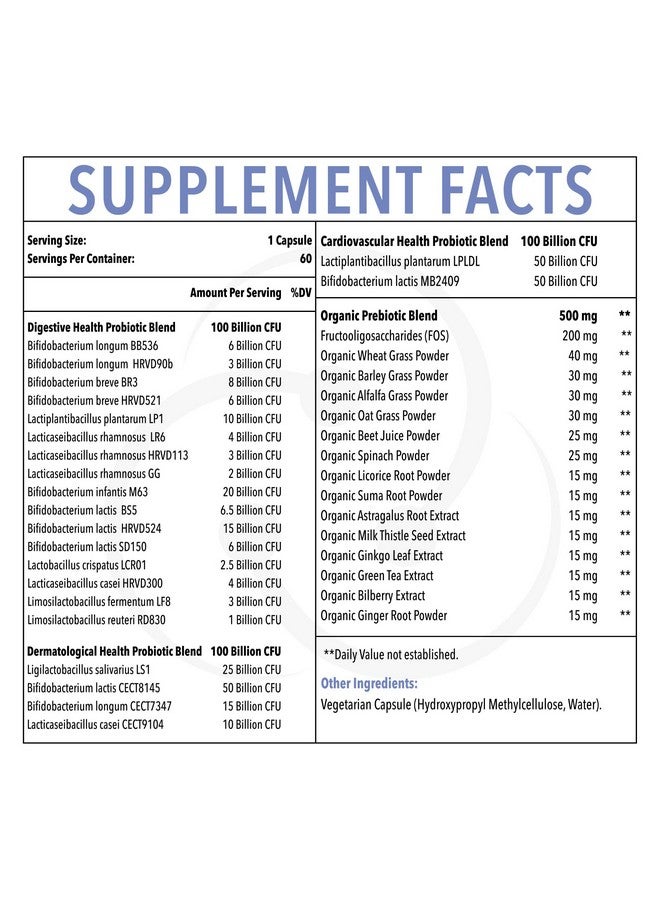 Dmeisy Probiotics For Women And Men 300 Billion Cfu 24 Strains Probiotics With 15 Organic Herbs Prebiotics Blend Shelf Stable Probiotic Supplement For Digestive Immune & Whole Body Health 2 Month Supply - Image 3