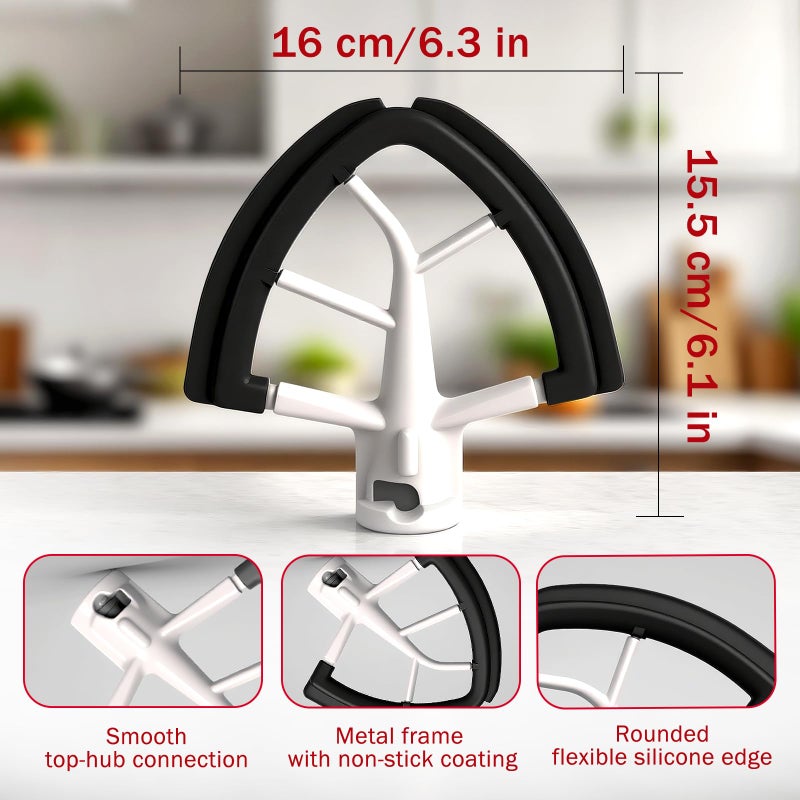 Cowbright Flex Edge Beater for Kitchenaid 4.5/5 Qt Tilt-Head Mixer â€“ Flexible Silicone Edge Paddle, Auto-Scrape Bowl Scraper, Dishwasher Safeâ€“ For Kitchenaid Accessories and Attachments (Black) - Image 3