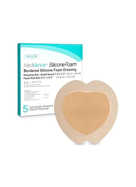 MedVance TM Silicone - Bordered Silicone Adhesive Foam Dressing Sacral Size 7"x 7" Box of 5 dressings