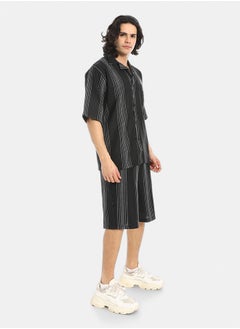 Red Circle Striped Buttons Closure Shirt and Shorts Set  - Image 2