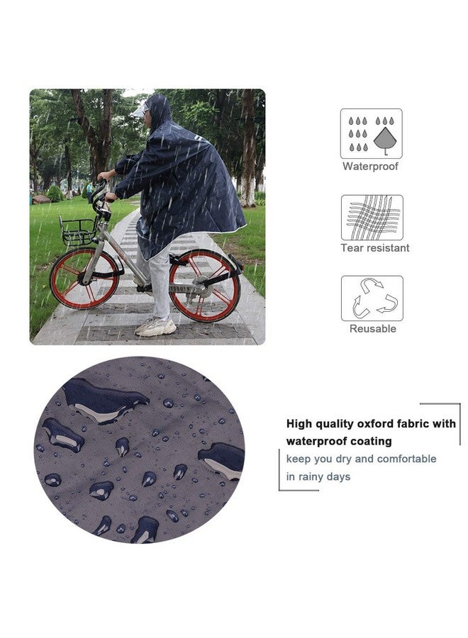 KRATARC Outdoor Rain Poncho Reflective Waterproof Raincoat Camping Hiking Cycling With Hood For Men Women Adult (Navy Blue) - Image 2