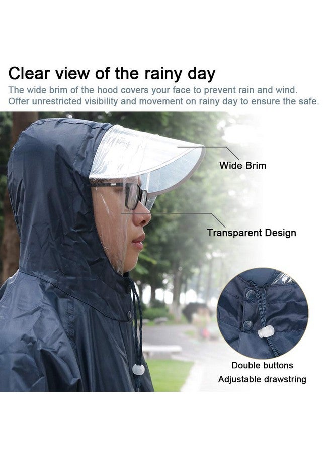 KRATARC Outdoor Rain Poncho Reflective Waterproof Raincoat Camping Hiking Cycling With Hood For Men Women Adult (Navy Blue) - Image 4