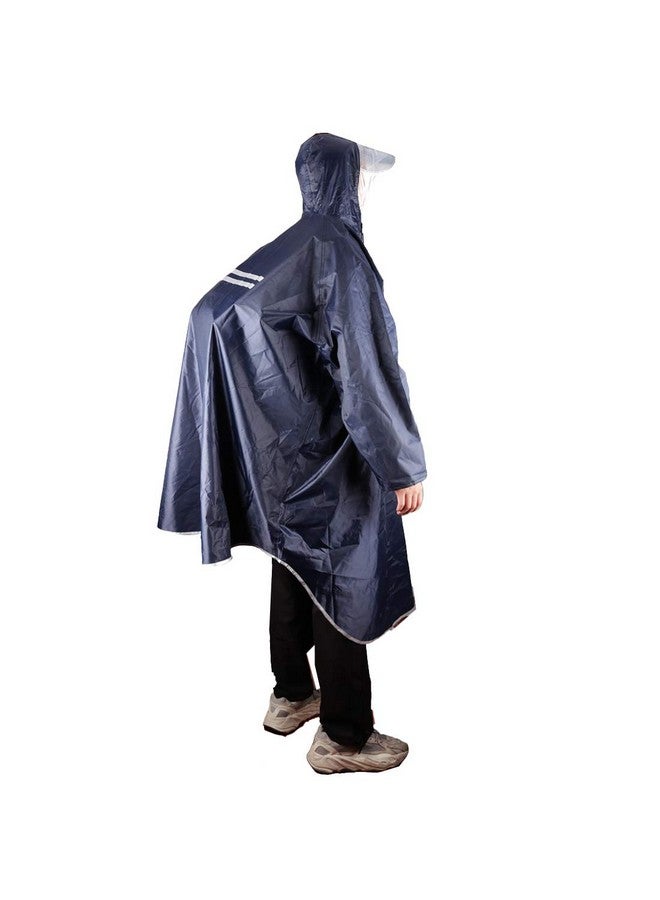 KRATARC Outdoor Rain Poncho Reflective Waterproof Raincoat Camping Hiking Cycling With Hood For Men Women Adult (Navy Blue) - Image 1