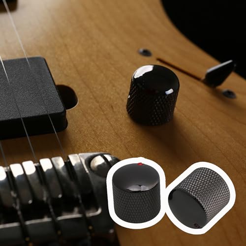 logyues 4PCS Black Red Dot Gem Metal Guitar Potentiometer Knobs Control Knurled Knob Volume Audio - Image 2