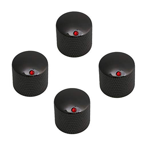 logyues 4PCS Black Red Dot Gem Metal Guitar Potentiometer Knobs Control Knurled Knob Volume Audio - Image 1