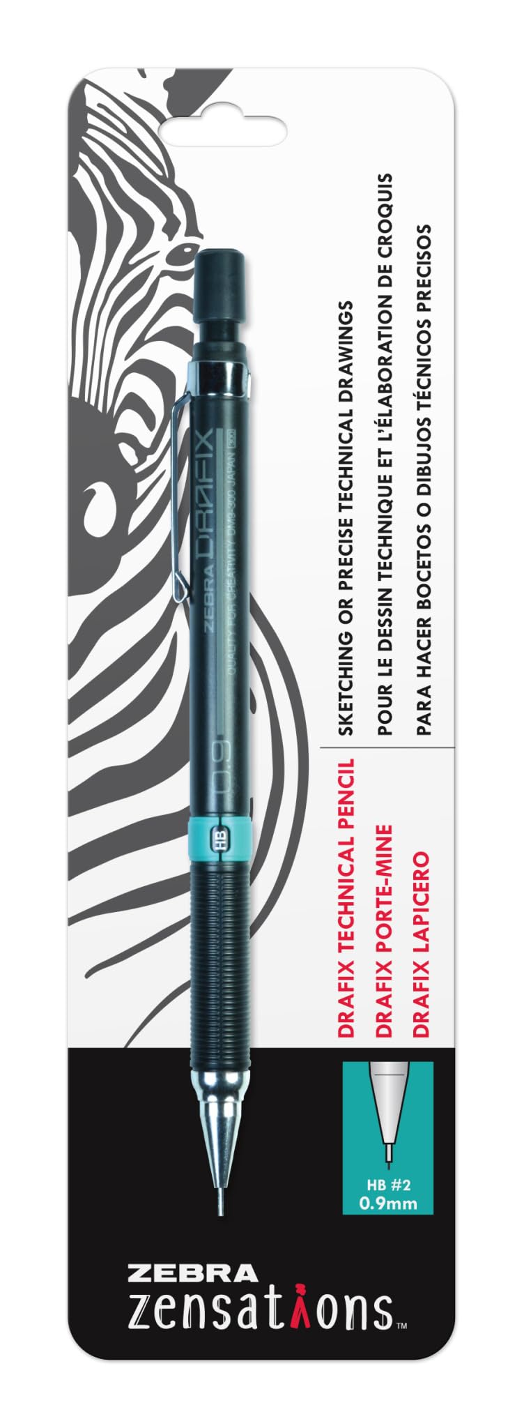 Zebra Technologies Zebra Pen Zensations Drafix Technical Pencil, 0.9mm, Teal Lead Grade Indicator, 1-Count - Image 1