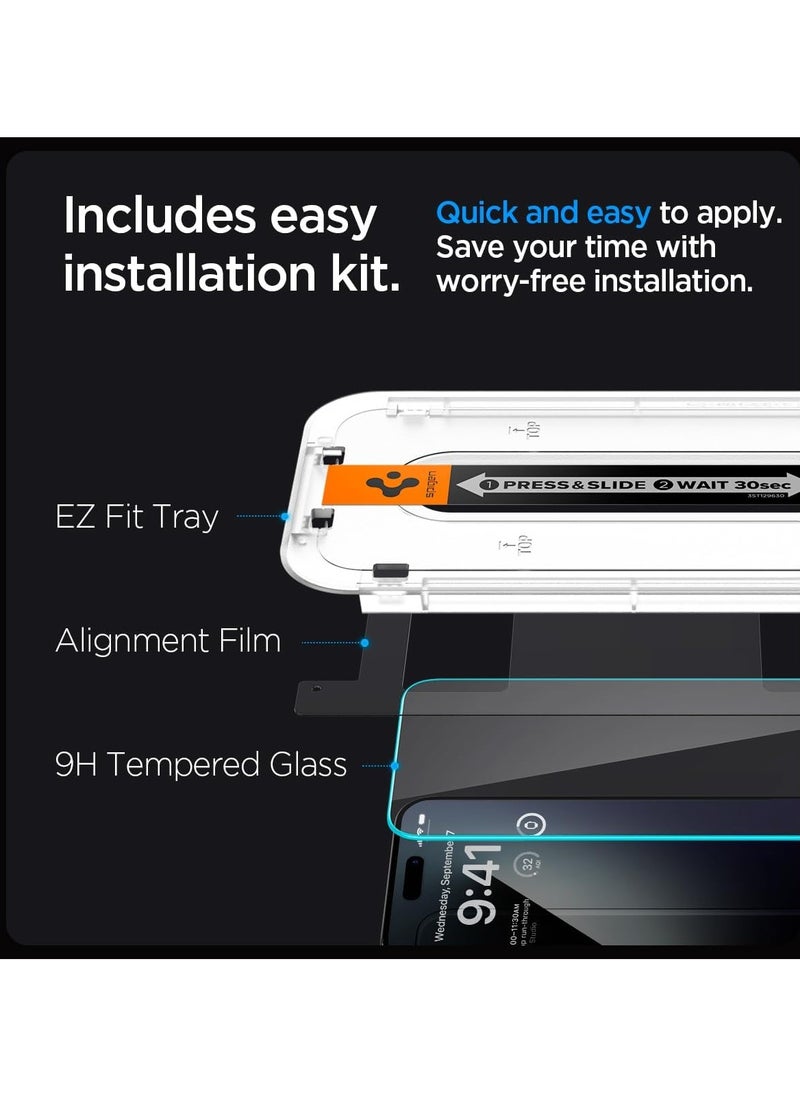Generic - Spigen GLAStR EZ FIT 1 Pack Designed for Apple iPhone 15 Pro Max Screen Protector (2023) Premium Tempered Glass - Anti Reflection Anti Bubbles 9H Hardness 0.33 mm Rounded Edges Easy Installation - Image 1