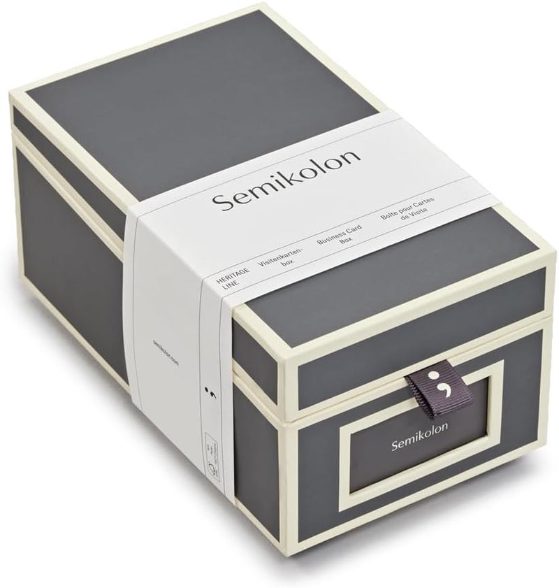 Semikolon - Business Card Box with Alphabetical Tabs, Lava Stone - Image 1