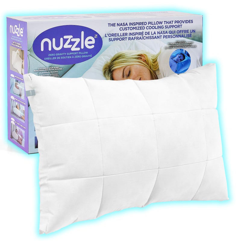 Nuzzle Cooling Adjustable Pillow for Side Sleepers, Luxury Standard Size Bed Pillow Hotel Collection - Best Adjust Height Soft Firm Pillow for Back, Stomach or Side Sleepers - Home Gifts - Image 1