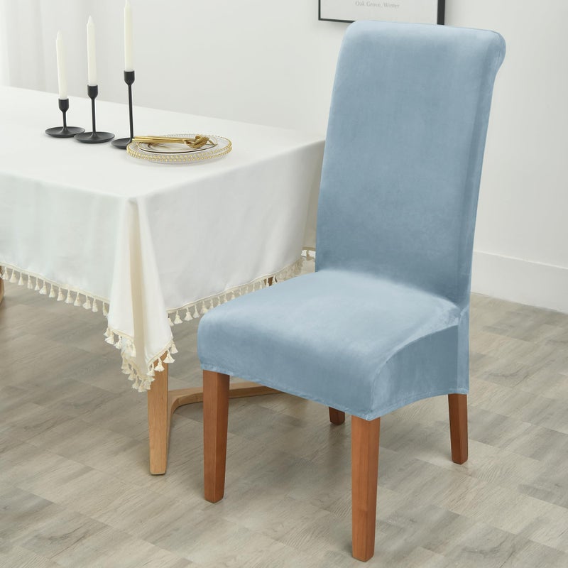 Deisy Dee Stretch XL/Oversized Extra Large Velvet Dining Room Chair Covers for Kitchen Diningï¼ŒRemovable Washable Chair Protectors Slipcovers (Babyblue, 2) - Image 2
