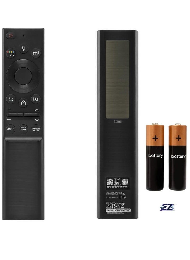PopZa "BN59-01357 Solar Powered Remote Control for Samsung Smart TV – Compatible with RMCSPA1EP1, Voice Remote for 2021 4K Ultra HD Smart LED TV" - Image 1