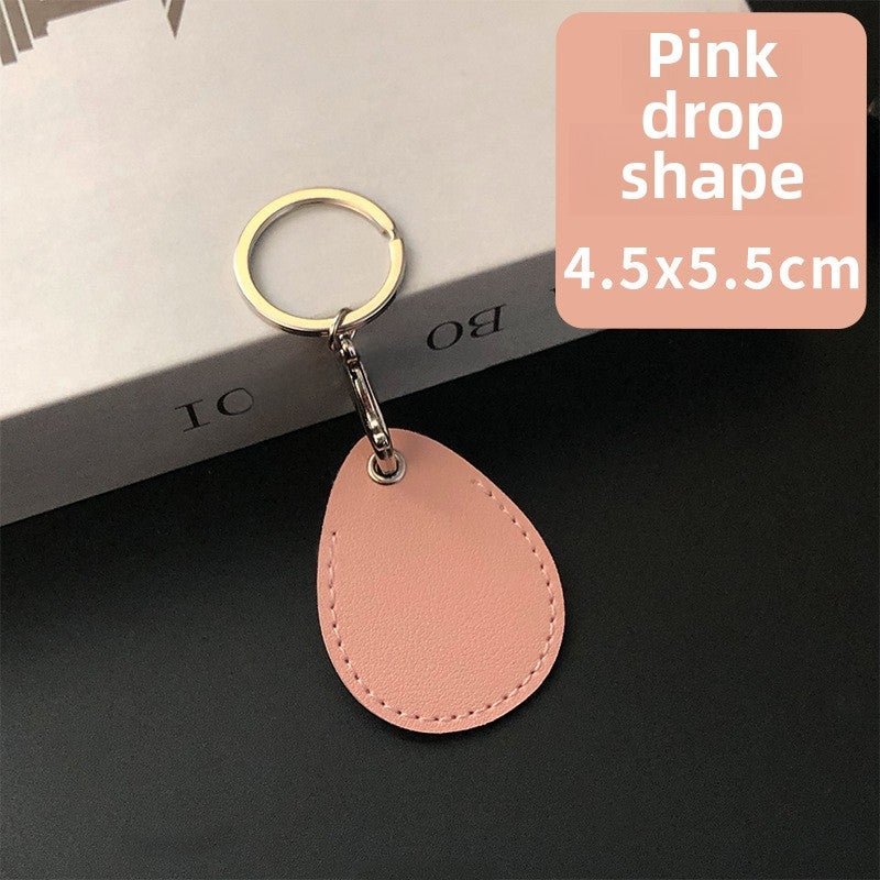 Rectangular PU Leather Keychain Card Holder Pink drop-shaped 