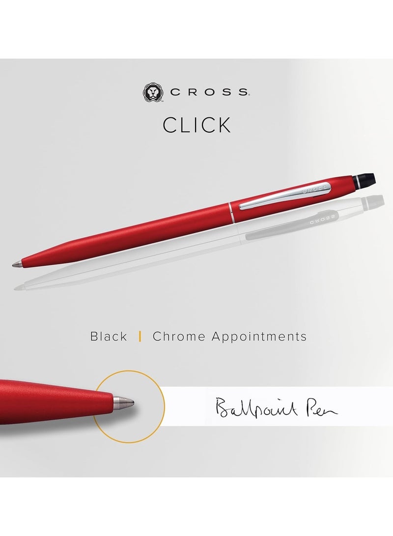 Cross 1-Piece Click Ballpoint Pen In Gift Box Black Ink Red Barrel - Image 2