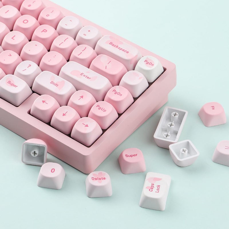 Tsungup MOA Keycaps-Pink Sakura,129 Keys Cute PBT Custom Cherry Blossom Keycaps 100 Percent,Dye Sub Key Caps Keyboard Keycap Set for MX Switches Mechanical Keyboard(only keycap) - Image 3