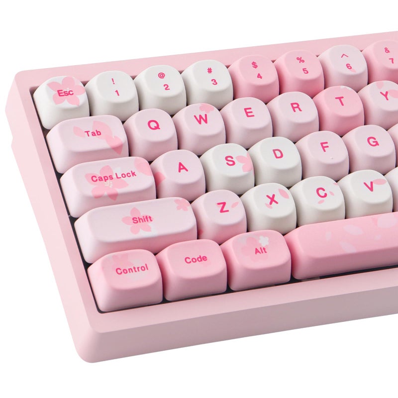Tsungup MOA Keycaps-Pink Sakura,129 Keys Cute PBT Custom Cherry Blossom Keycaps 100 Percent,Dye Sub Key Caps Keyboard Keycap Set for MX Switches Mechanical Keyboard(only keycap) - Image 1