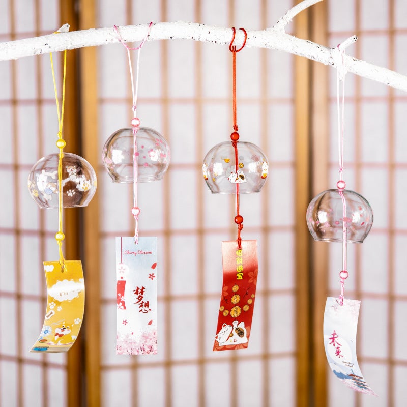 Japanese-Style Cute Cherry Blossom Glass Wind Bell Home Door Hanging Decoration Creative Birthday Gift Car Pendant Decoration - Image 4