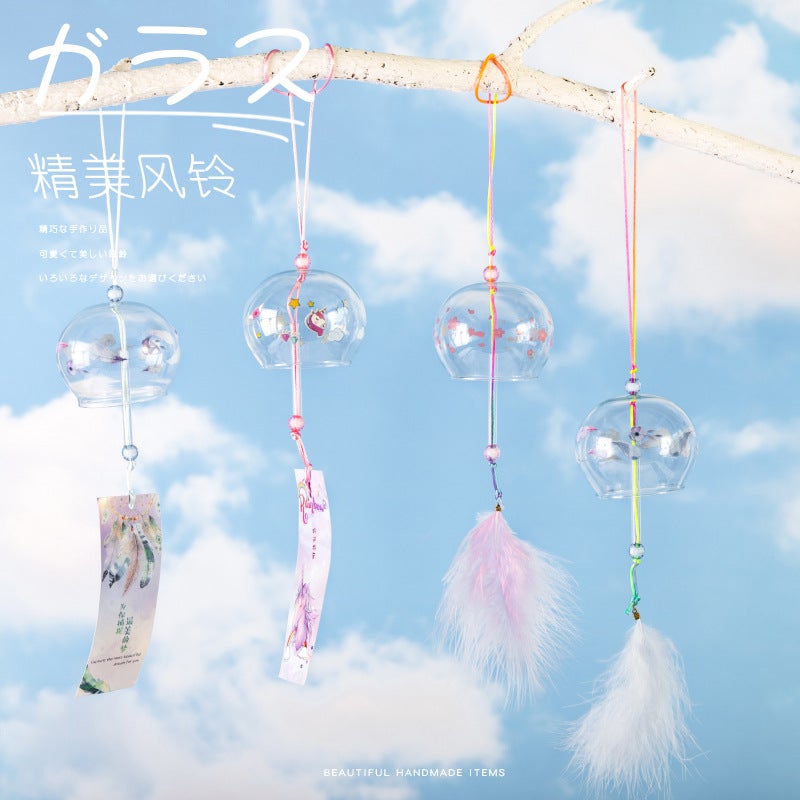 Japanese-Style Cute Cherry Blossom Glass Wind Bell Home Door Hanging Decoration Creative Birthday Gift Car Pendant Decoration - Image 1