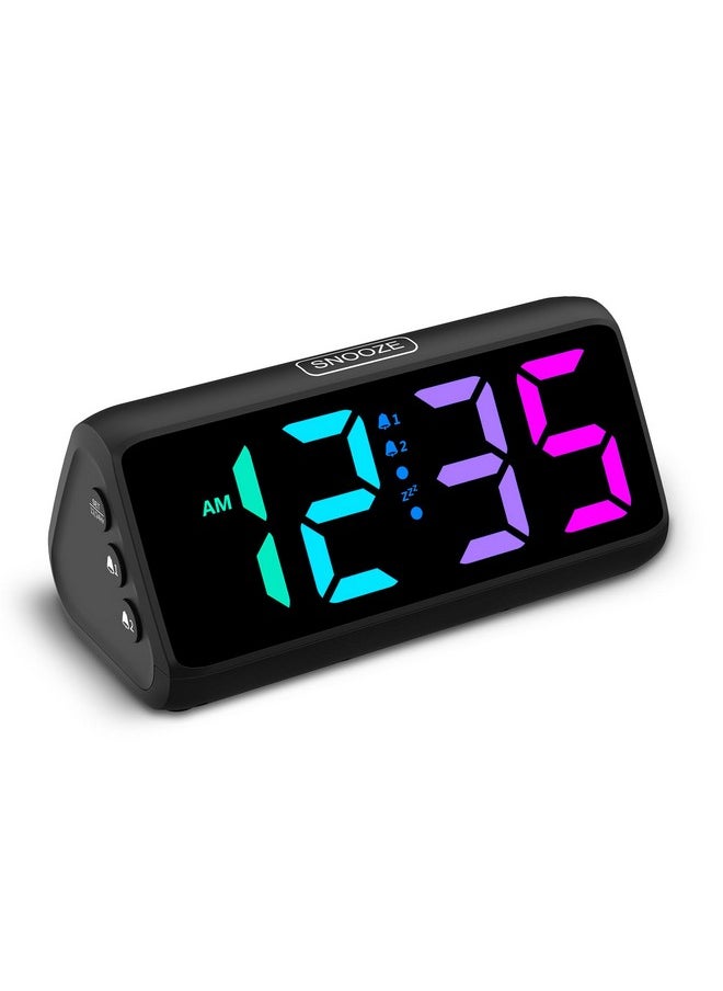 Netzu Loud Alarm Clock For Heavy Sleepers, Rgb Alarm Clocks For Bedrooms Seniors Kids, Plug In Digital Clock With 5 Dimmers, 2 Alarms, 4 Volumes And Snooze  - Image 1