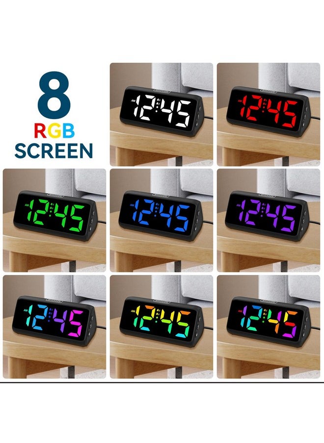 Netzu Loud Alarm Clock For Heavy Sleepers, Rgb Alarm Clocks For Bedrooms Seniors Kids, Plug In Digital Clock With 5 Dimmers, 2 Alarms, 4 Volumes And Snooze  - Image 2