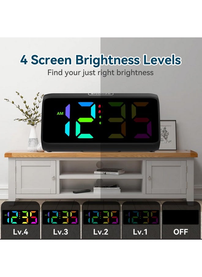 Netzu Loud Alarm Clock For Heavy Sleepers, Rgb Alarm Clocks For Bedrooms Seniors Kids, Plug In Digital Clock With 5 Dimmers, 2 Alarms, 4 Volumes And Snooze  - Image 5