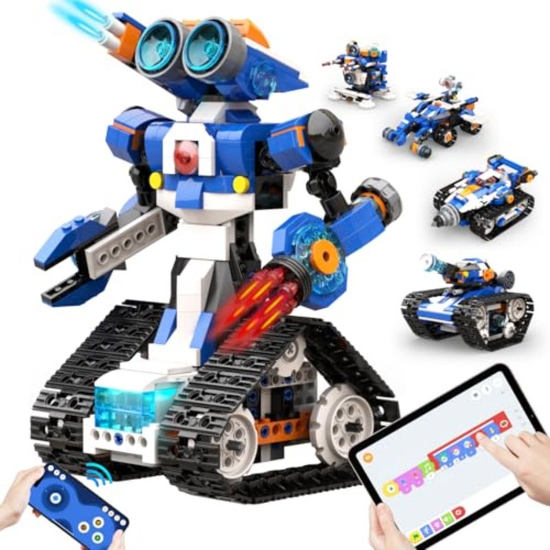 Robot J، ألعاب STEM للأعمار من 7 إلى 12 عامًا، روبوت الترميز لمجموعات البناء الروبوتية 6 في 1، ألعاب الأولاد القابلة للبرمجة، هدايا التعلم والتعليم للبنين والبنات 7+ عيد ميلاد عيد الميلاد - Image 1