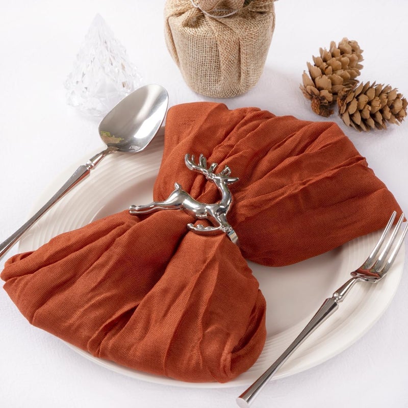 MLMC 24 Pack Terracotta Cheesecloth Napkins Boho Rustic Gauze Cloth Napkins Washable 21x21 for Wedding Birthday Anniversary Dinner Decor - Image 3