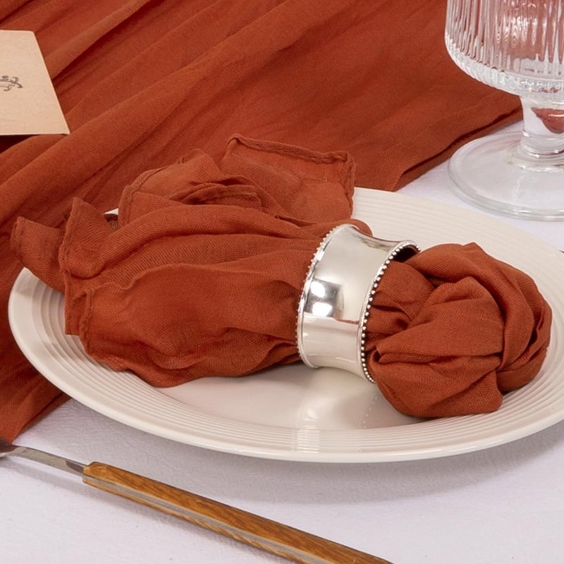 MLMC 24 Pack Terracotta Cheesecloth Napkins Boho Rustic Gauze Cloth Napkins Washable 21x21 for Wedding Birthday Anniversary Dinner Decor - Image 4