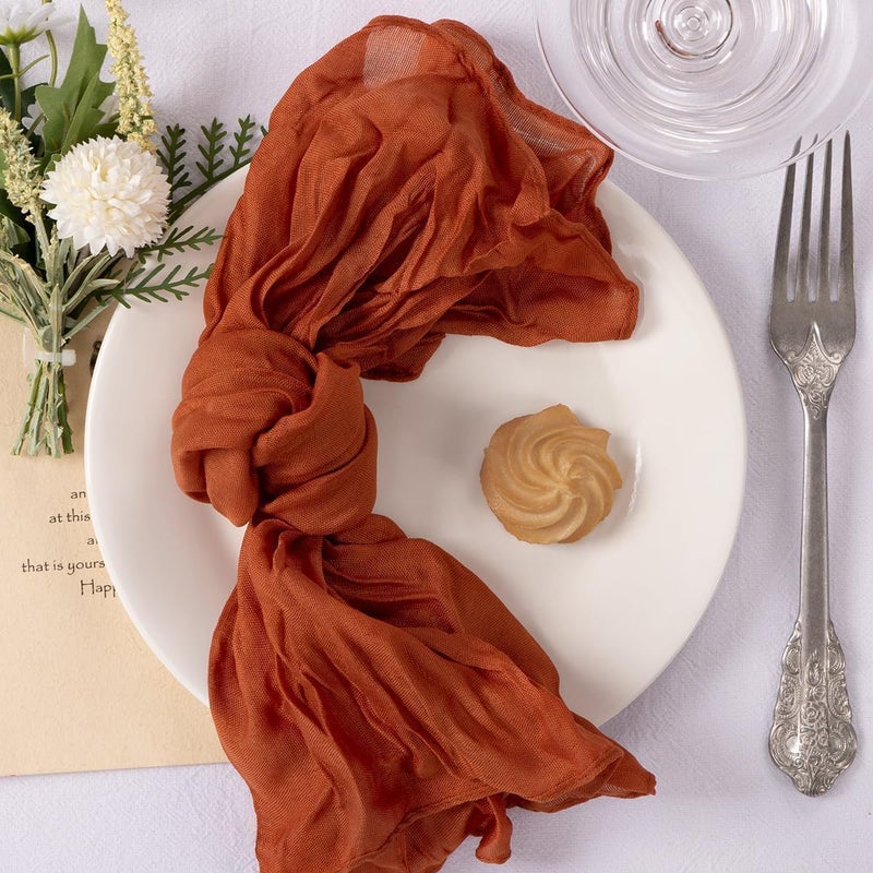 MLMC 24 Pack Terracotta Cheesecloth Napkins Boho Rustic Gauze Cloth Napkins Washable 21x21 for Wedding Birthday Anniversary Dinner Decor - Image 2