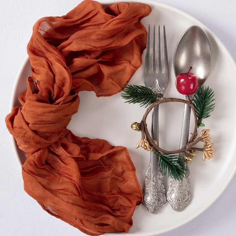 MLMC 24 Pack Terracotta Cheesecloth Napkins Boho Rustic Gauze Cloth Napkins Washable 21x21 for Wedding Birthday Anniversary Dinner Decor - Image 5