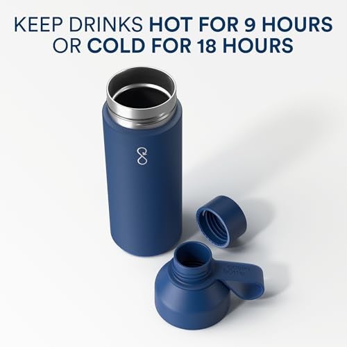 Ocean Bottle زجاجة المحيط الأصلية 25 أونصة | زجاجة ماء من الفولاذ المقاوم للصدأ | قابلة لإعادة الاستخدام ومستدامة | تحافظ على المشروبات باردة وساخنة | هدية صديقة للبيئة (أزرق المحيط) - Image 5