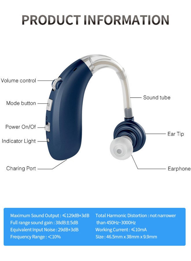 Chixing Rechargeable Hearing Aid for Seniors Adults with Noise Cancelling, 16-Channel Digital Invisible Hearing Aids Amplifier with Volume Control - Image 5