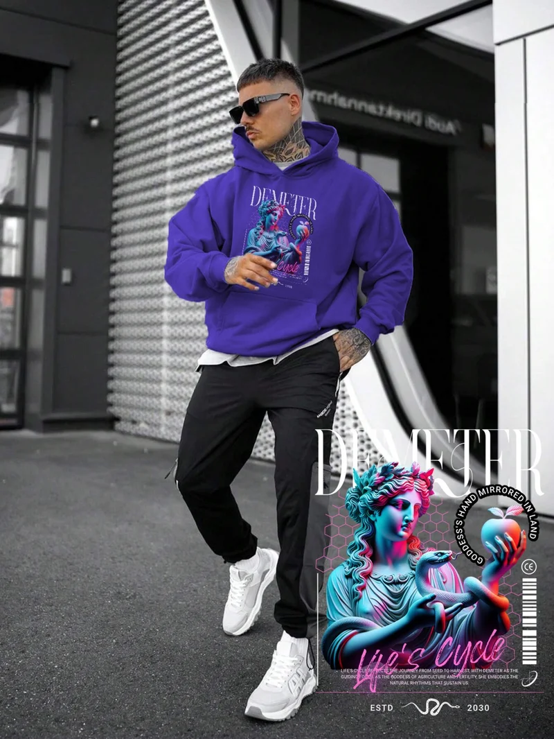 دوغ فش Women, Men's Sweatshirt Oversize Demeter Greek Mythology Y2K Printed Thick Purple Lover Sweatshirt