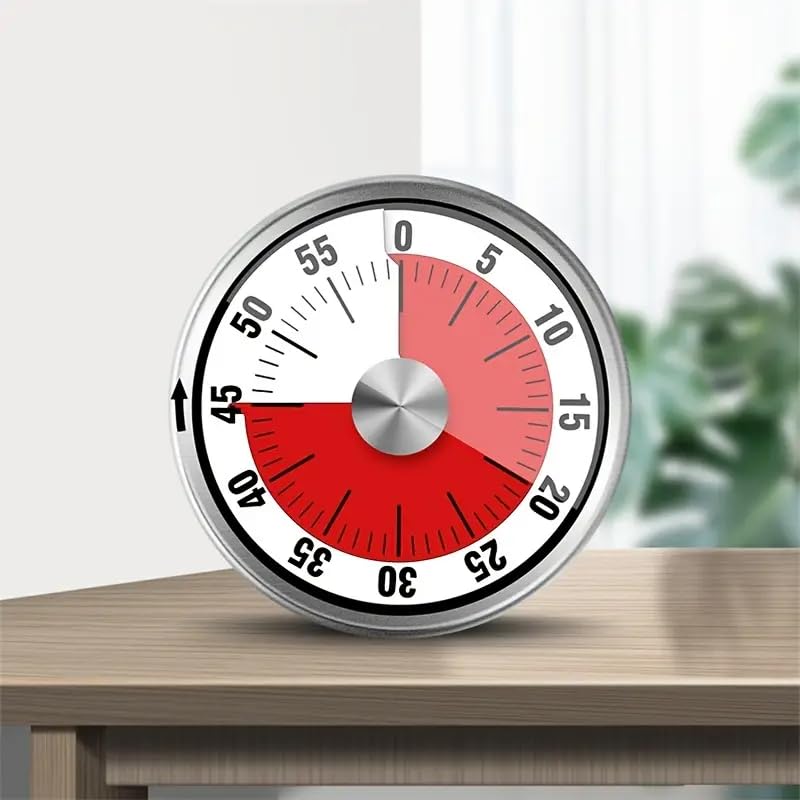 Sajani Stainless Steel Mechanical Timer with Magnet, 60 Minute Mechanical Visual Countdown Timer, Multifunctional Timer for Teaching Meeting, Cooking, Game, Study (Multicolor) (Timer)
