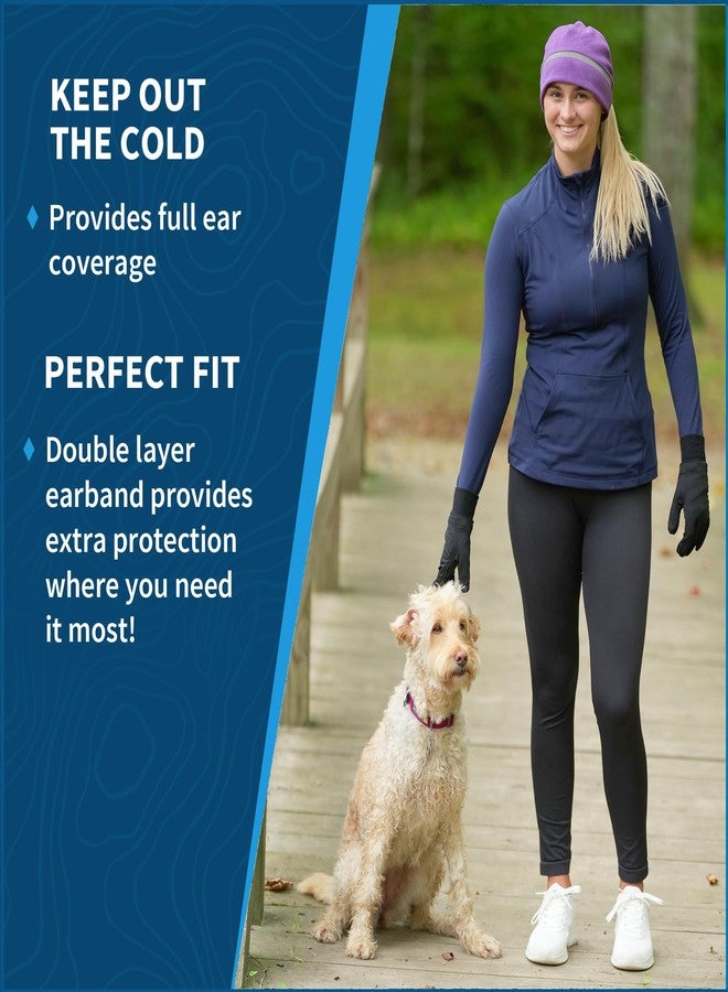 TrailHeads Ponytail Hat for Women - Fleece Winter Running Cap with Soft Foam Brim, Ripstop Front & Drop-Down Ear Warmers - Perfect for Outdoors Purple - Image 4
