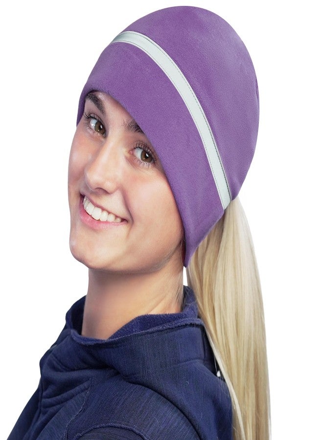 TrailHeads Ponytail Hat for Women - Fleece Winter Running Cap with Soft Foam Brim, Ripstop Front & Drop-Down Ear Warmers - Perfect for Outdoors Purple - Image 1