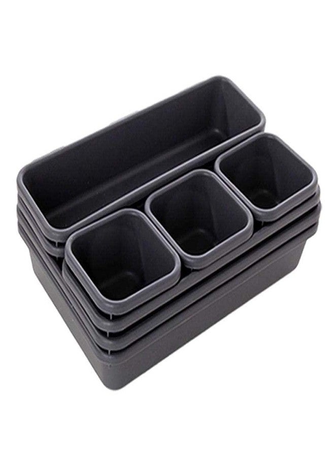 SKYLUME® 8 Pieces Cutlery Tray for Kitchen Drawers - Interlocking Drawer Desk Organizer - Plastic Divider Trays (Dark Grey) - Image 4