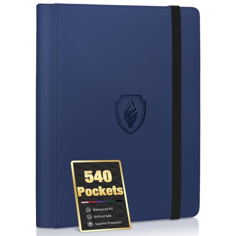 Fabmaker Premium 9 Pocket Card Binder for 540 Cards Fabmaker PU Cover Trading Card Binder Sturdy Card Collection Album Sleek Card Holder Folders for Game Cards Sports Cards Navy Blue - Image 2