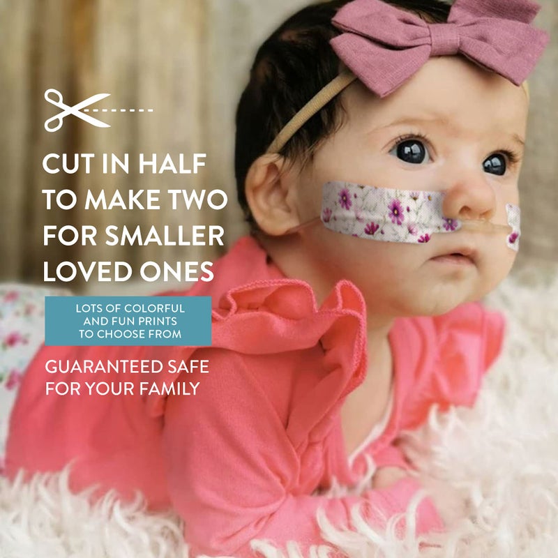 A Simple Patch Nasogastric or Oxygen Tube precut Adhesive Tape Floral Mix x 10 Pack. (Right Side) - Image 4