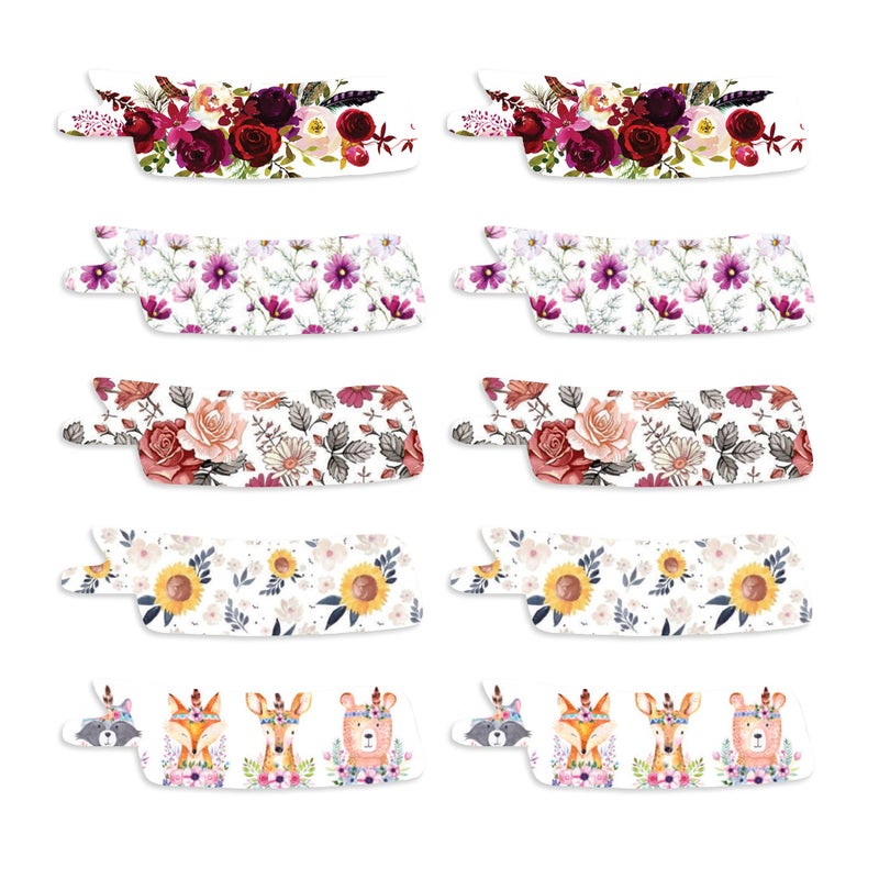 A Simple Patch Nasogastric or Oxygen Tube precut Adhesive Tape Floral Mix x 10 Pack. (Right Side) - Image 1