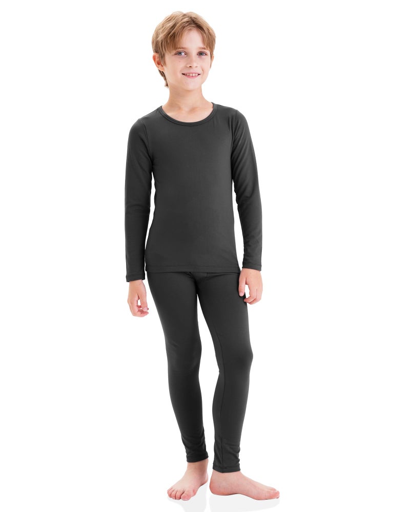 songcode Thermal Underwear for Kids Long Johns, Boys Thermal Underwear Set for Skiing, Base Layer Long Underwear Boy Winter Charcoal - Image 1